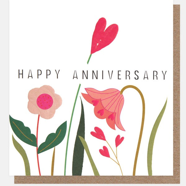 Happy Anniversary Pink Florals Card