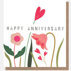 Happy Anniversary Pink Florals Card