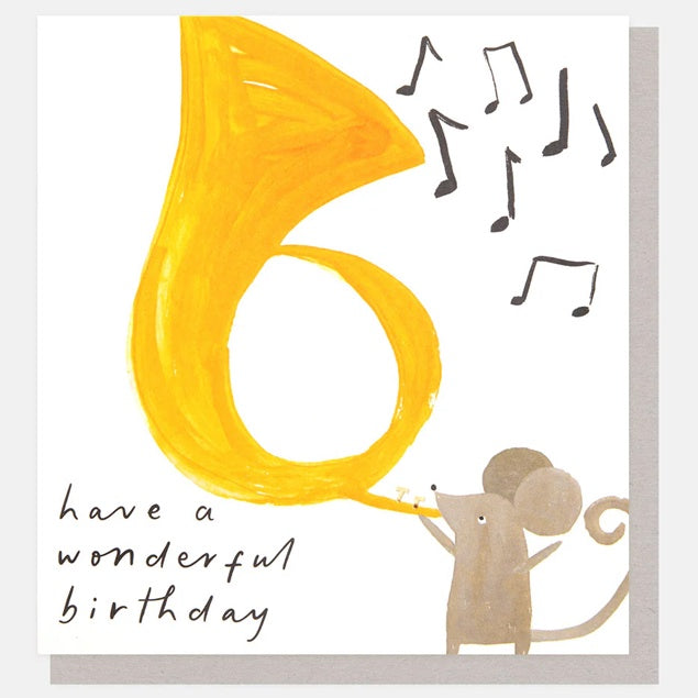 Have a Wonderful Birthday Mouse with French Horn Card