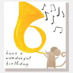 Have a Wonderful Birthday Mouse with French Horn Card