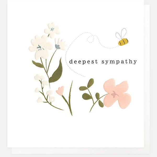 Deepest Sympathy Florals and Bee Card