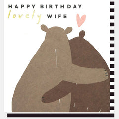 Happy Birthday Lovely Wife Hugging Bears Card