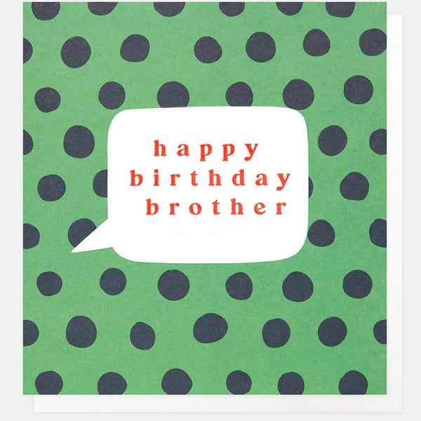 Happy Birthday Brother Navy Green Spots Card