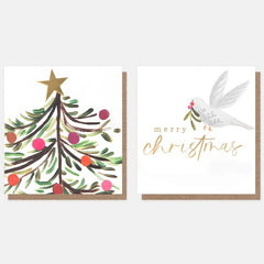 Painted Tree Top & Dove With Sprig Mixed Charity Pack