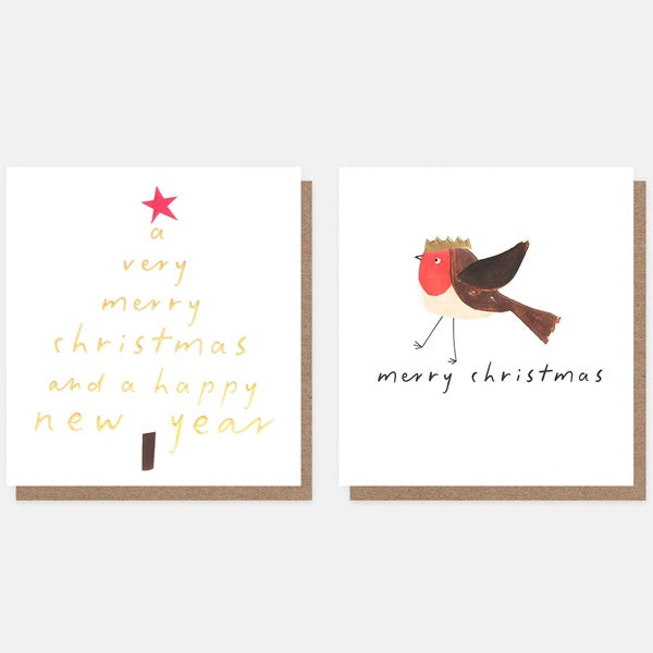Gold Script Tree & Robin In Crown Mixed Charity Pack