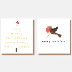 Gold Script Tree & Robin In Crown Mixed Charity Pack
