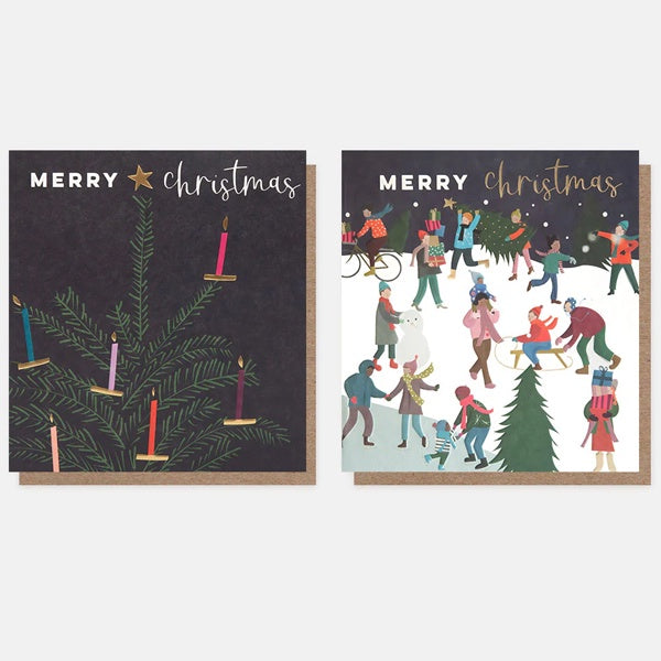 Candles In Tree & Snow-time Fun Scene Mixed Charity Pack