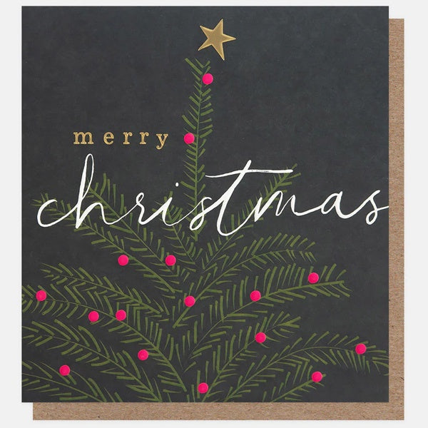 Merry Christmas Fir Tree With Pink Berries Card Pack
