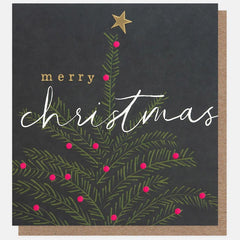 Merry Christmas Fir Tree With Pink Berries Card Pack