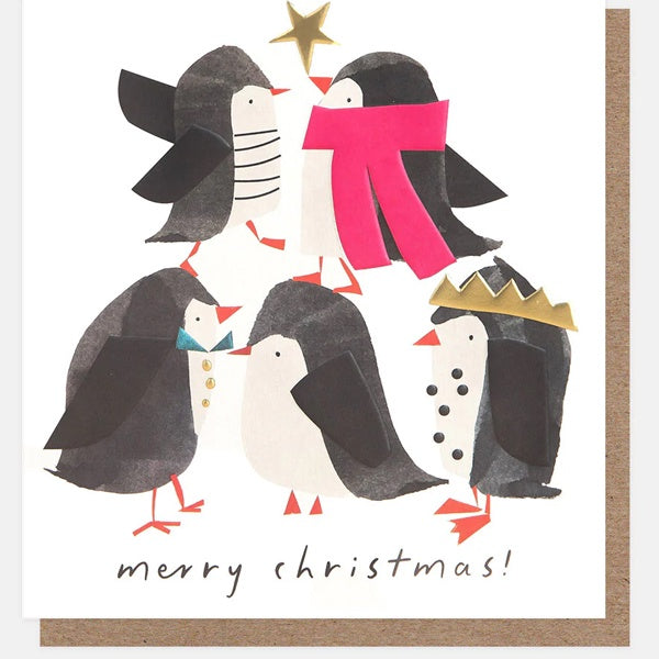 Merry Christmas Dressed Up Penguins Card Pack