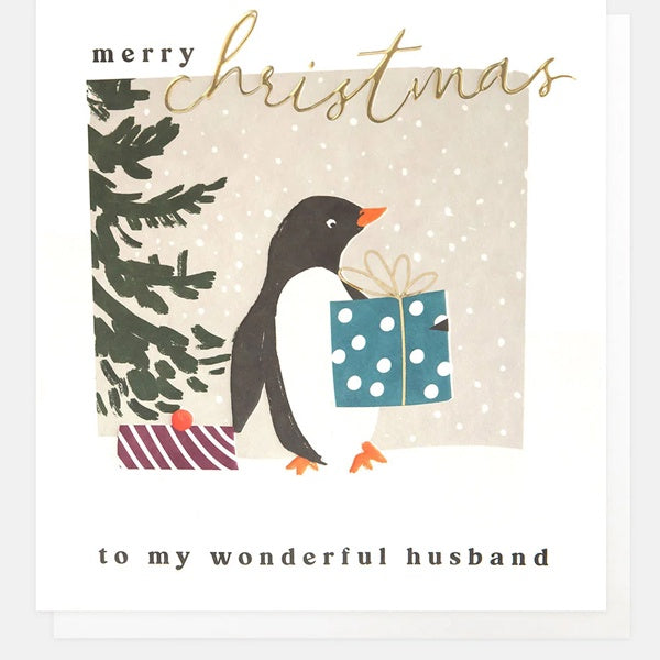 Merry Christmas To My Wonderful Husband Penguin Card