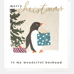 Merry Christmas To My Wonderful Husband Penguin Card