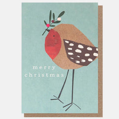 Merry Christmas Collaged Robin Card Pack