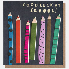 Good Luck at School Patterned Pencils Card