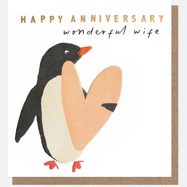 Happy Anniversary Wonderful Wife Penguin Card