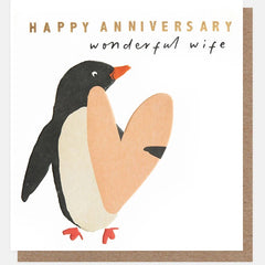 Happy Anniversary Wonderful Wife Penguin Card