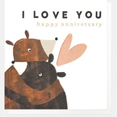 I Love You Happy Anniversary Hugging Bears Card