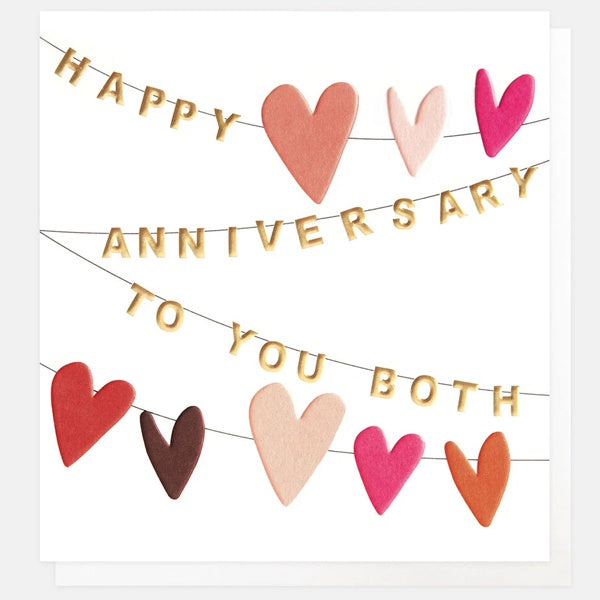 Happy Anniversary To You Both Hearts Bunting Card
