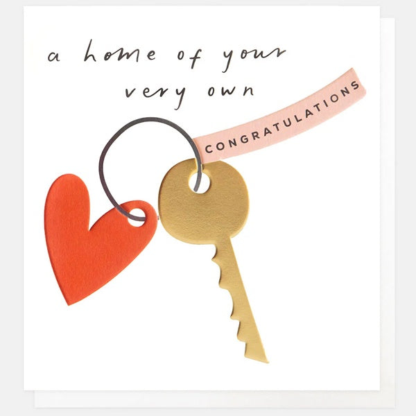 Key With Heart Keyring New Home Card