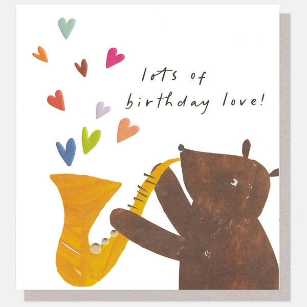 Lots of Birthday Love Bear with Saxophone Card