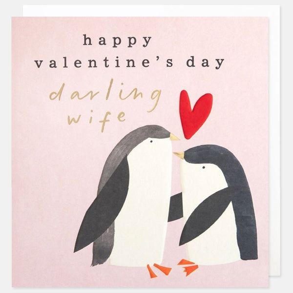 Darling Wife Penguin Valentines Day Card