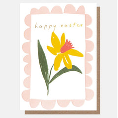 Daffodil With Scalloped Border Easter Card