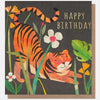 Collage Tiger With Tropical Plants Birthday Card
