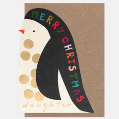 Merry Christmas Daughter Penguin Die Cut Card