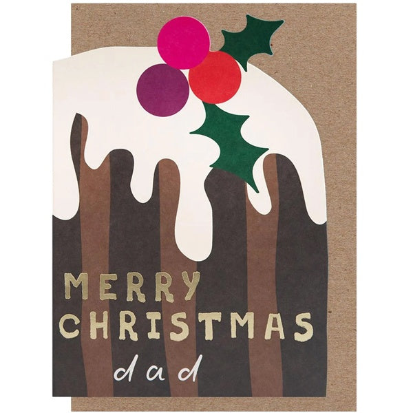 Merry Christmas Dad Stripey Christmas Pudding Die Cut Card