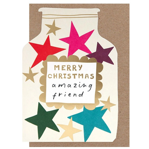 Merry Christmas Amazing Friend Jar of Stars Die Cut Card