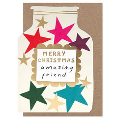 Merry Christmas Amazing Friend Jar of Stars Die Cut Card