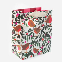 Collage Robins and Berries Foliage Medium Gift Bag