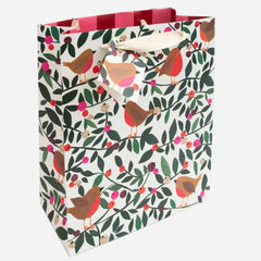 Collage Robins and Berries Foliage Large Gift Bag