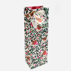 Collage Robins and Berries Foliage Bottle Bag