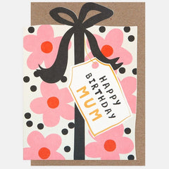 Present With Bow Birthday Card For Mum