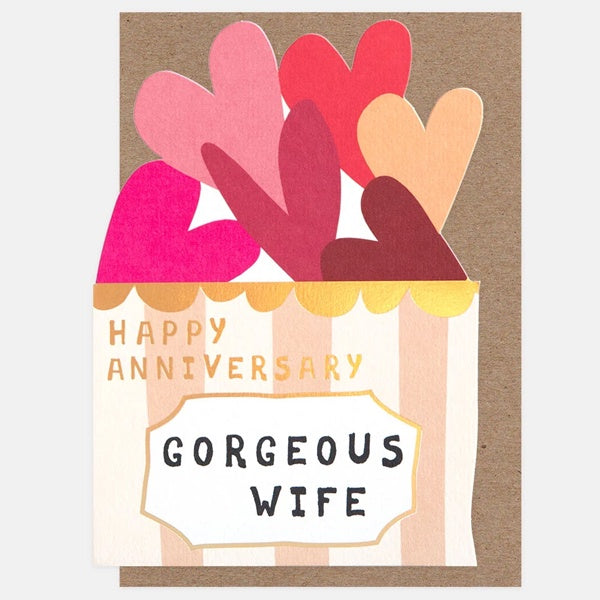 Box of Hearts Gorgeous Wife Anniversary Card