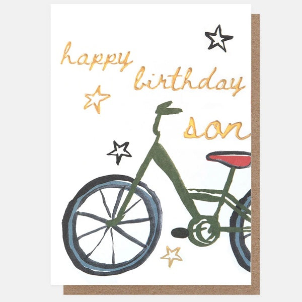 Happy Birthday Son Green Bike With Stars