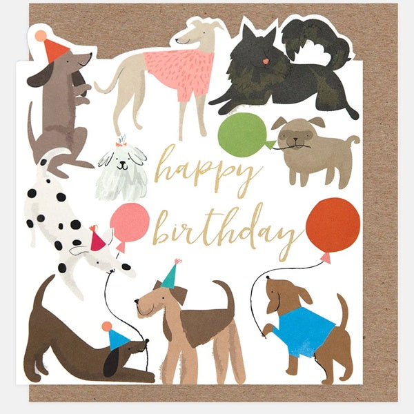 Happy Birthday Dogs With Balloons Party Hats Die Cut