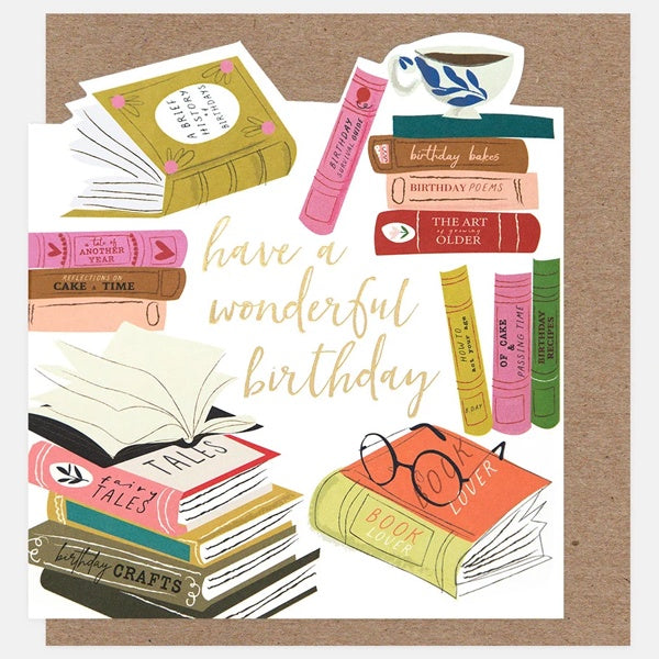 Have A Wonderful Birthday Stacks Of Books Die Cut