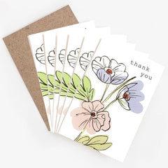 Pink And Purple Flower Stems Thank You Card Pack