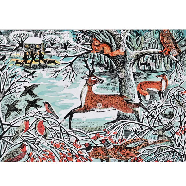Winter Woodland Advent Card by Angela Harding