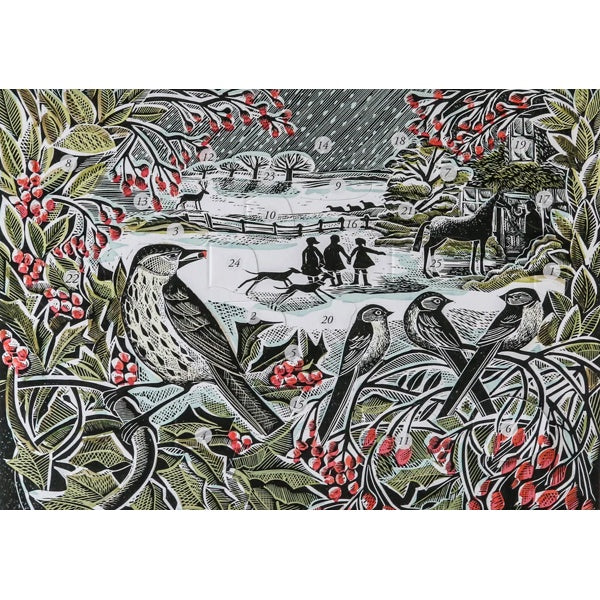 Holly Hedge Advent Card by Angela Harding