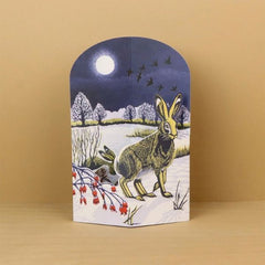 Winter Hares Die Cut Card