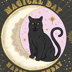 Magical Day Black Cat Birthday Card