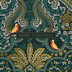 Sara Miller Paisley Robins Luxury Christmas Card Box of 8