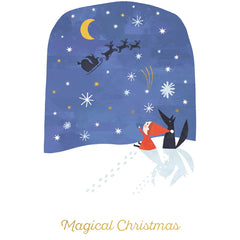 Elf Santa Night Sky Christmas Card