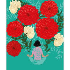 Agnes Meditating Woman Red Flowers Card