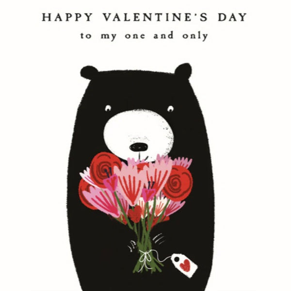 Bear One & Only Flowers Valentine's Card