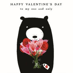 Bear One & Only Flowers Valentine's Card