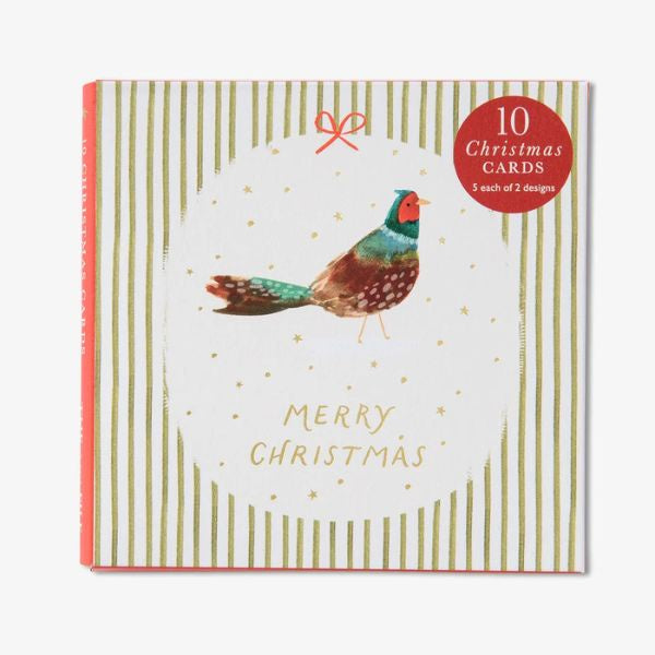 Cosy Cottage & Pheasant Christmas Card Wallet 10 pack